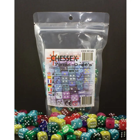 Chessex: Pound-O-Dice™ - 1 lb d6 Assortment (Approx 80-100 Dice)